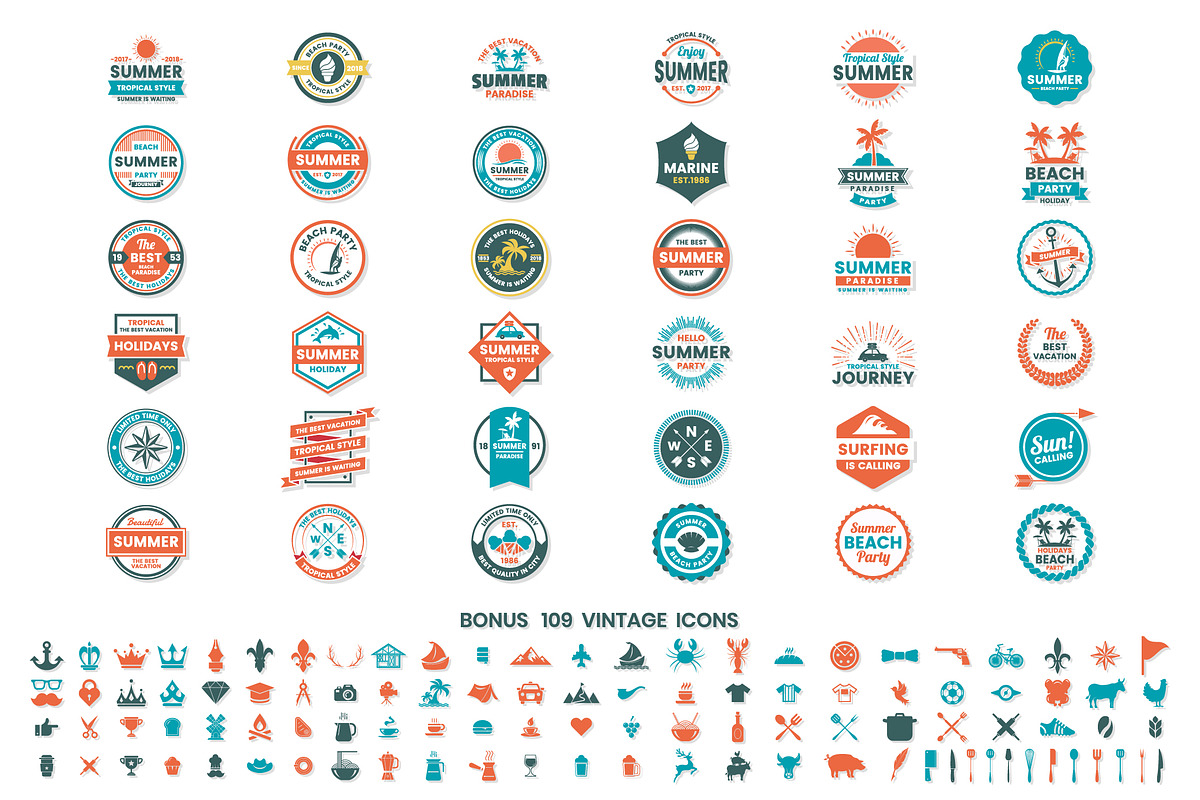 Vintage Badge & Objects Vector Set in Illustrations - product preview 8