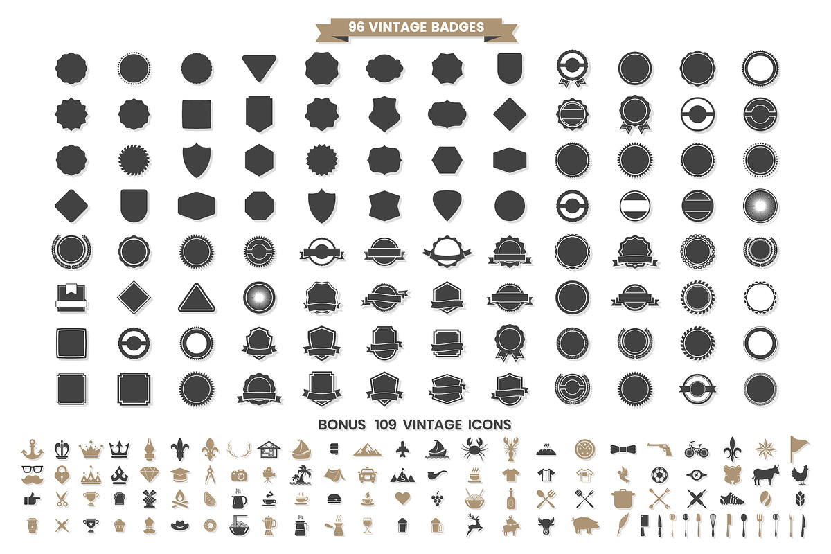 Vintage Badge & Objects Vector Set in Illustrations - product preview 8