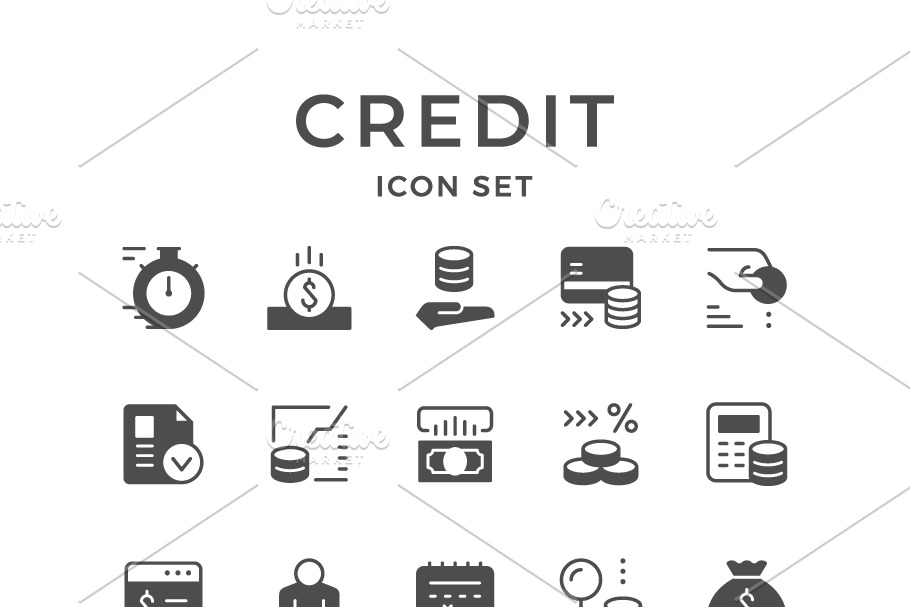Set icons of credit in Icons - product preview 8