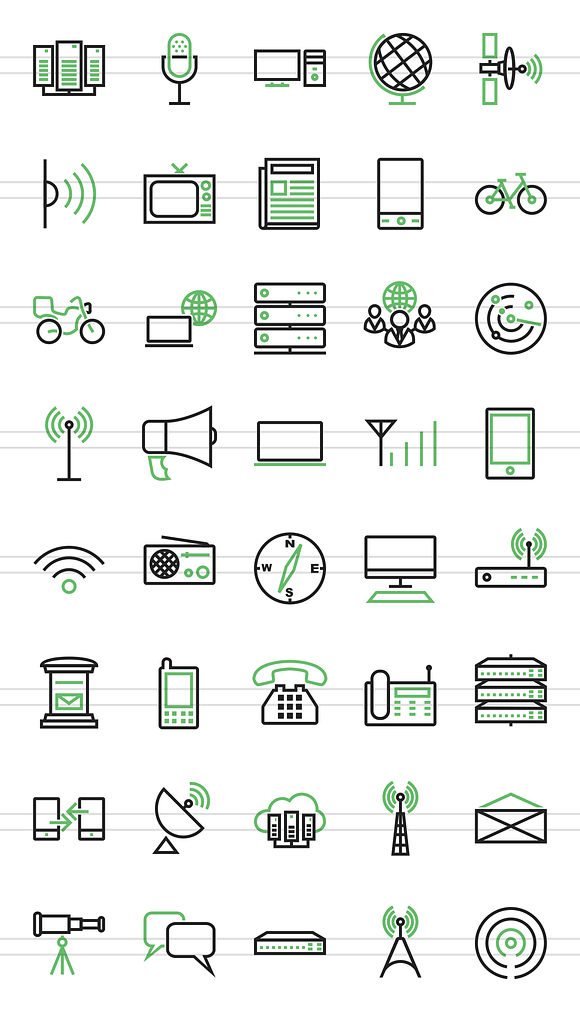 40 Communication Green&Black Icons in Communication Icons - product preview 1