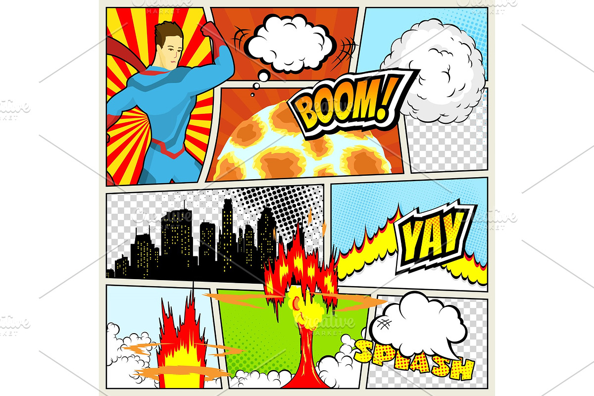 Comics Template. Vector Retro in Illustrations - product preview 8