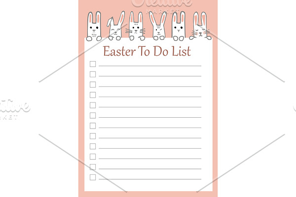 Vector Easter to do list with bunny