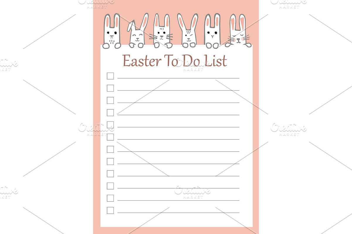 Vector Easter to do list with bunny in Objects - product preview 8
