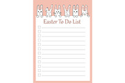 Vector Easter to do list with bunny