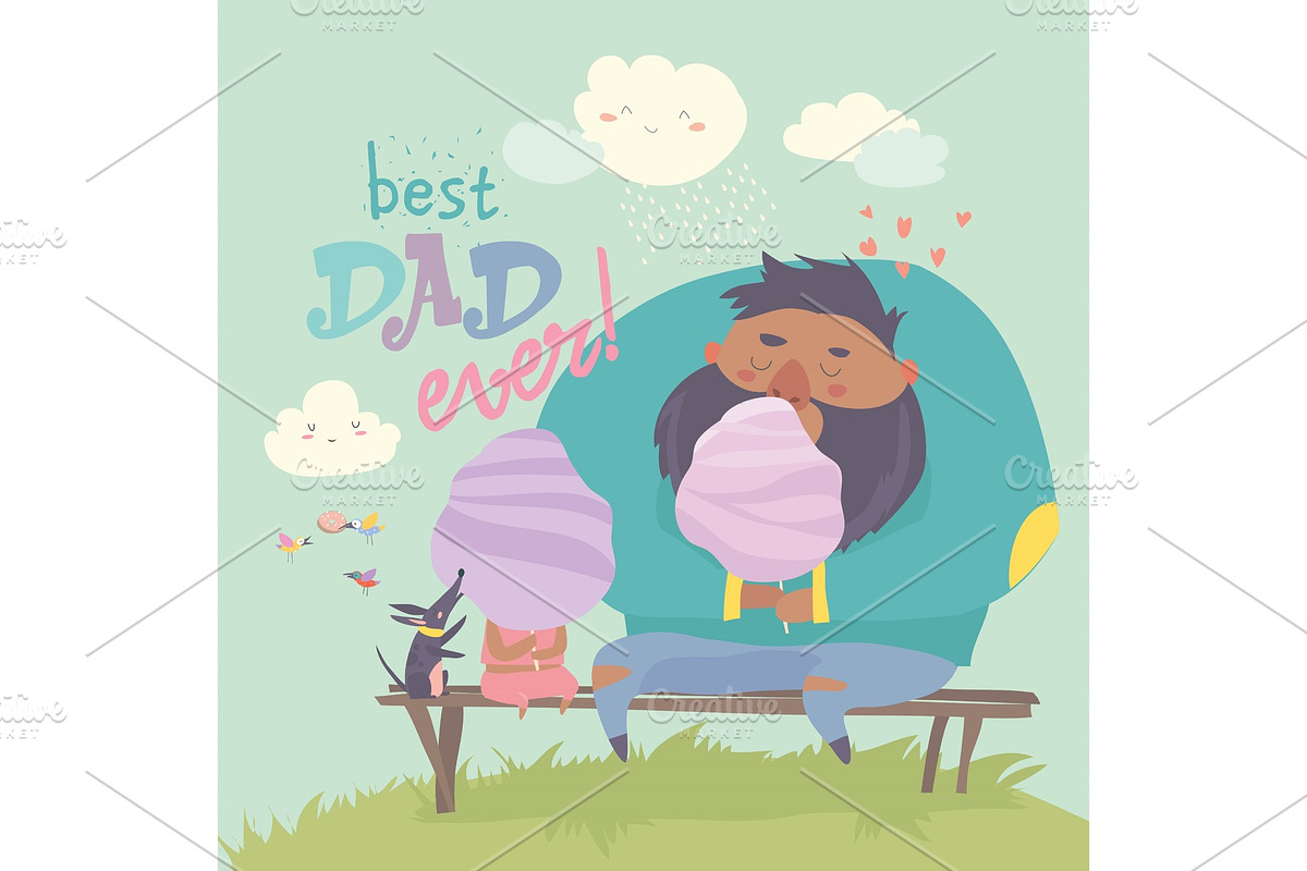 Father with his daughter eating in Illustrations - product preview 8