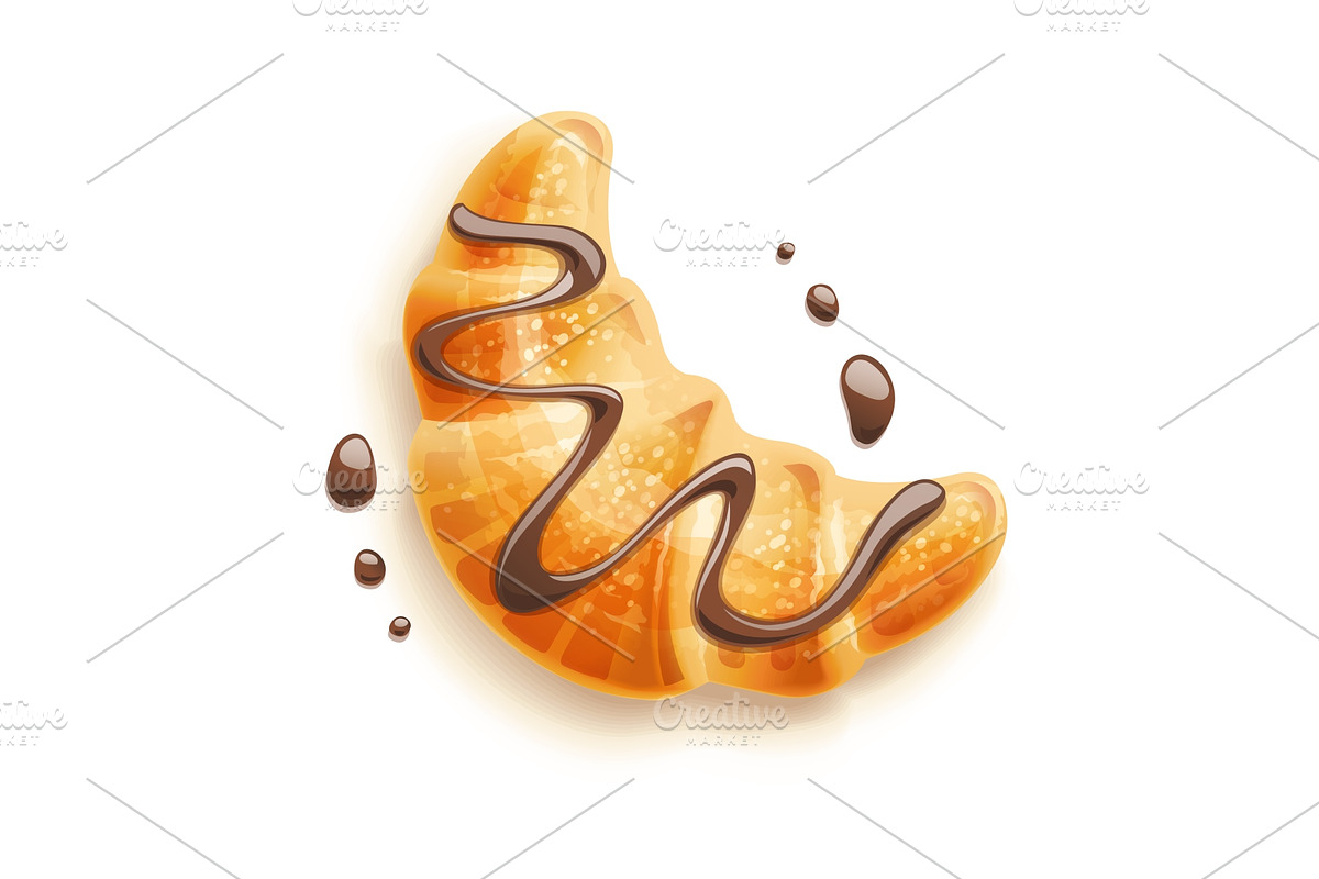 Croissant with chocolate. Vector. in Illustrations - product preview 8