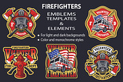Set of firefighters emblems