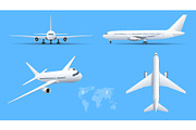 Airplanes on blue background
