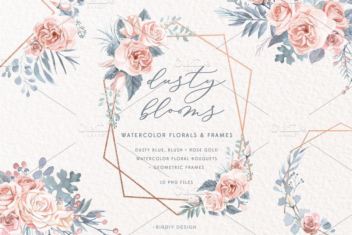 Dusty Blooms Watercolor Florals in Illustrations - product preview 8