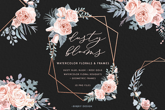 Dusty Blooms Watercolor Florals in Illustrations - product preview 1