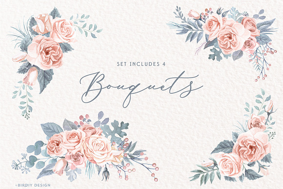 Dusty Blooms Watercolor Florals in Illustrations - product preview 2