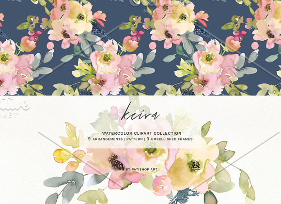 Watercolor Blush and Lemon Florals in Illustrations - product preview 4