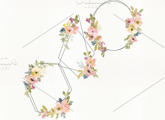 Watercolor Blush and Lemon Florals in Illustrations - product preview 7