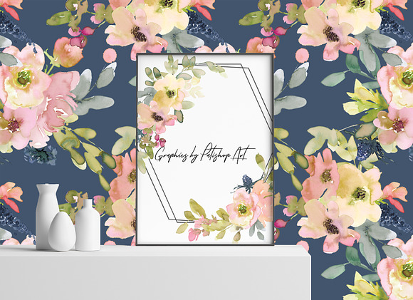 Watercolor Blush and Lemon Florals in Illustrations - product preview 9