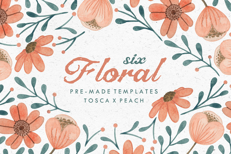 6 Floral Templates Tosca X Peach