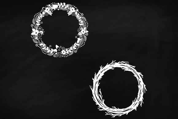 Chalk Floral Deco Wreaths Clip Art in Illustrations - product preview 3