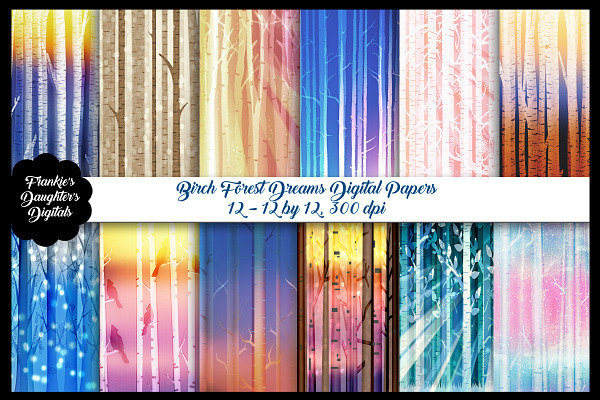 Birch Tree Forest Digital Papers