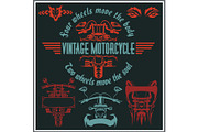 Vintage motorcycle labels, badges