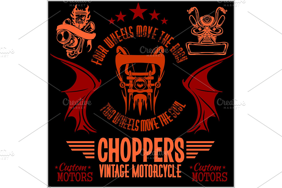 Vintage motorcycle labels, badges in Illustrations - product preview 8