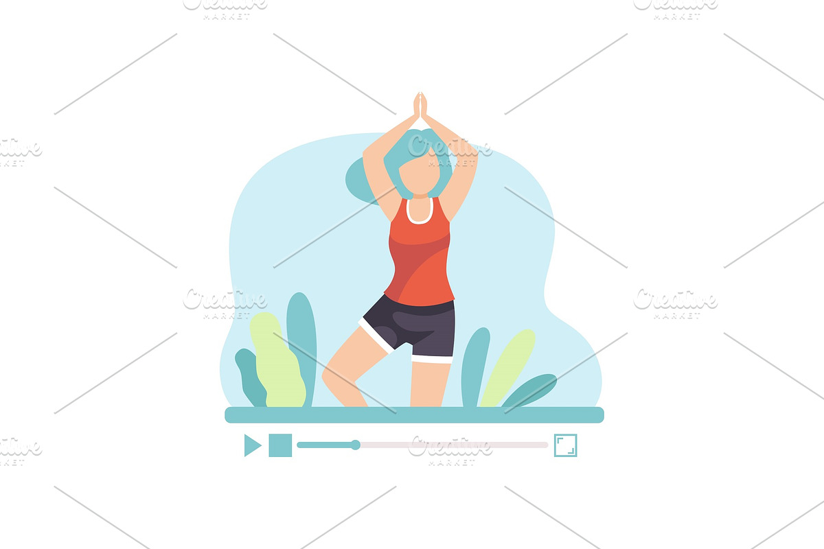 Girl Practicing Yoga, Young Woman in Illustrations - product preview 8