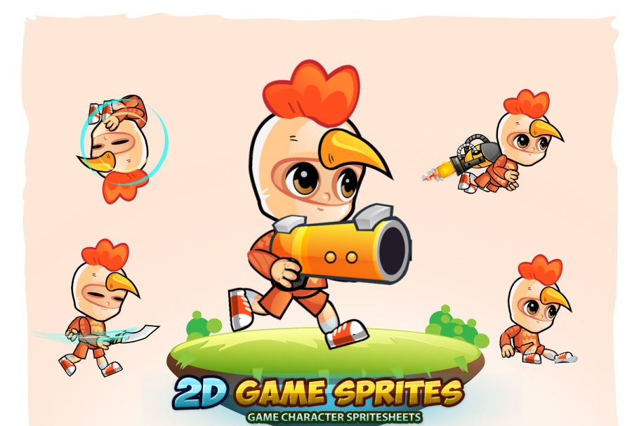 Chicken Boy 2D Game Sprites
