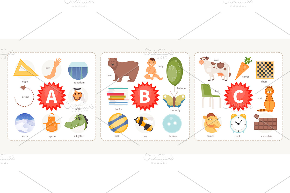 Pictures to letters ABCDEFGHI in Illustrations - product preview 8