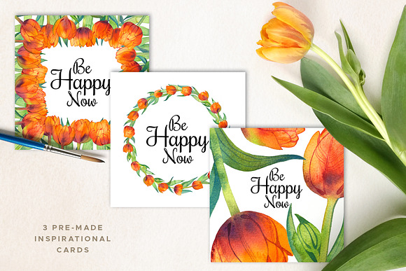 Fiery Tulips Watercolor Collection in Illustrations - product preview 3