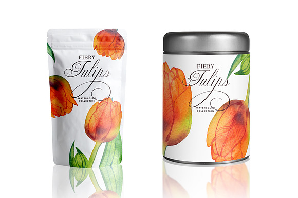 Fiery Tulips Watercolor Collection in Illustrations - product preview 6