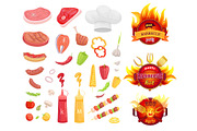 BBQ Barbecue Party Icons Set Vector