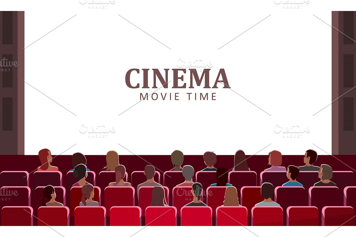 Cinema Movie Time, People Sitting in in Illustrations - product preview 8