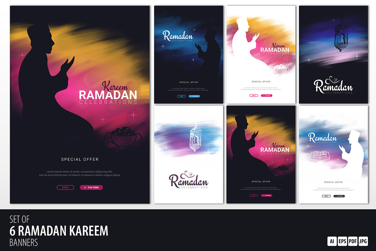 6 Ramadan Kareem banners in Illustrations - product preview 8