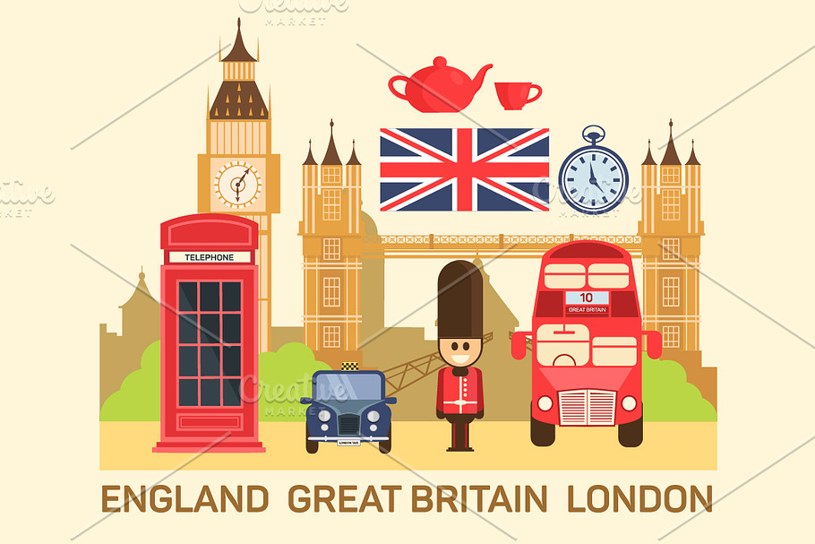 Vector illustration of Great Britain in Objects - product preview 8
