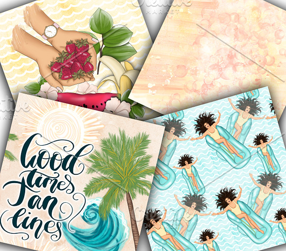 Summer Clipart & Seamless Patterns in Illustrations - product preview 1
