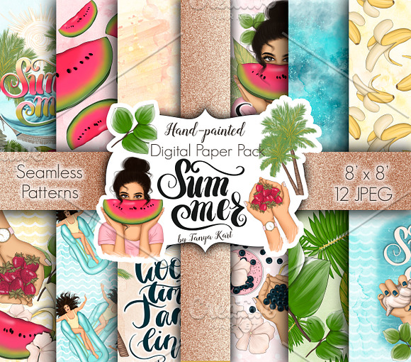 Summer Clipart & Seamless Patterns in Illustrations - product preview 3