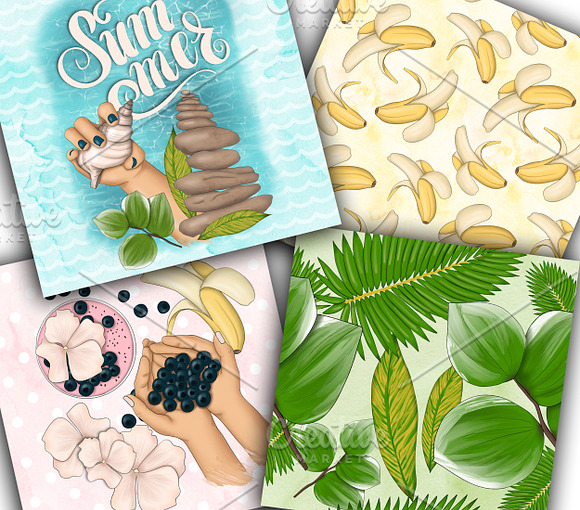 Summer Clipart & Seamless Patterns in Illustrations - product preview 7