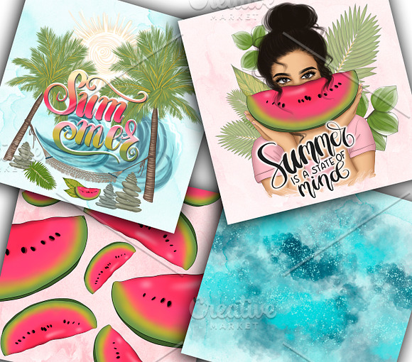 Summer Clipart & Seamless Patterns in Illustrations - product preview 9