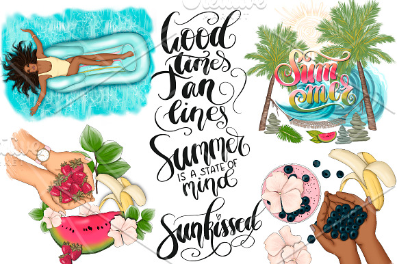 Summer Clipart & Seamless Patterns in Illustrations - product preview 10