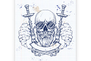 Sketch hipster skull