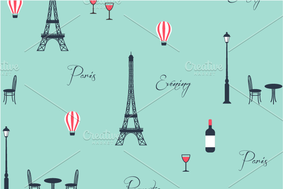 Vector pattern of eiffel tower in Patterns - product preview 8