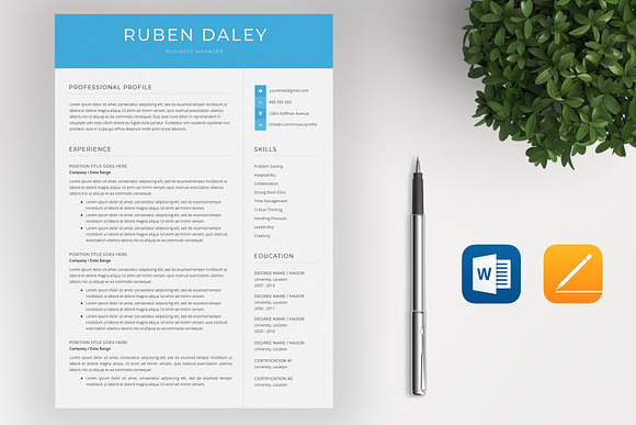Modern Resume Template / CV Template in Resume Templates - product preview 1