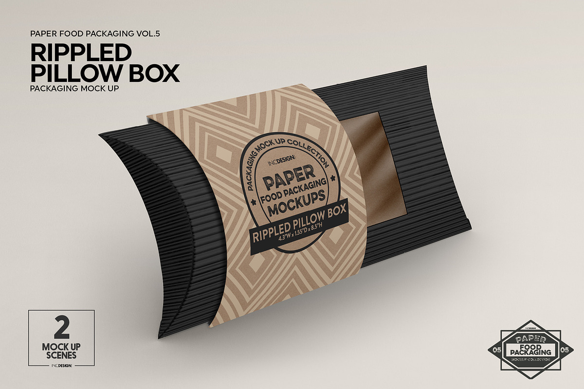 Download Rippled Pillow Box Packaging Mockup | Creative Branding ...