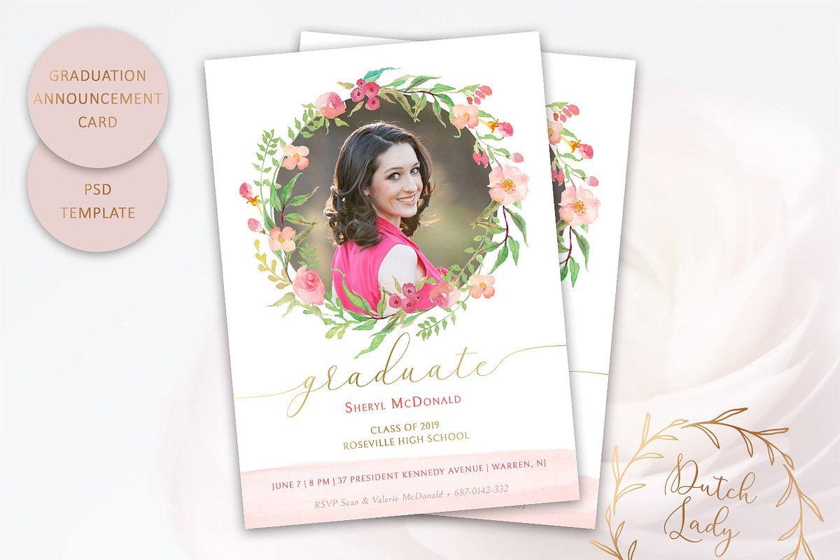 PSD Graduation Announcement Card #6 in Card Templates - product preview 8