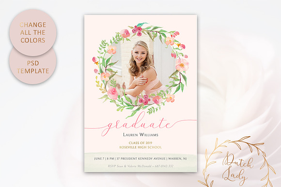 PSD Graduation Announcement Card #6 in Card Templates - product preview 2