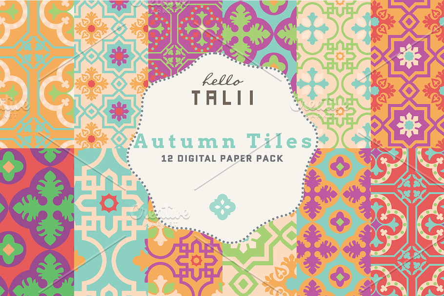 Autumn Tiles Digital Paper in Patterns - product preview 8