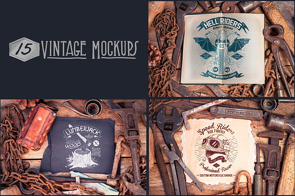 15 Vintage Mockups in Mockup Templates - product preview 1
