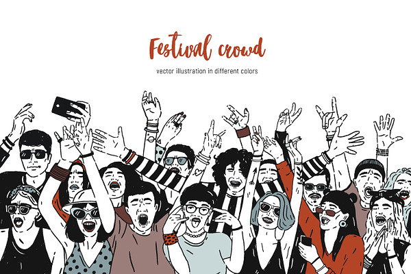 Festival crowd illustrations