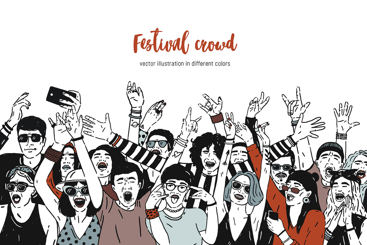 Festival crowd illustrations in Illustrations - product preview 8