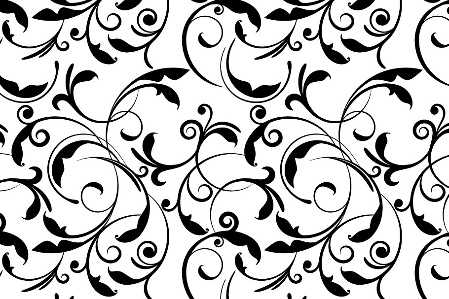 Black and white floral swirl pattern in Patterns - product preview 8