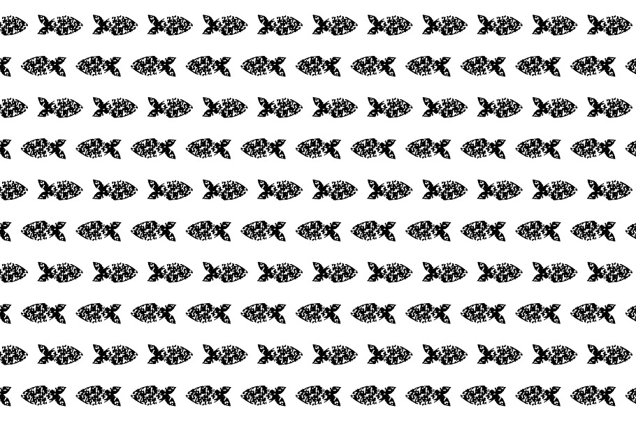 Black and white grunge fishes prints in Patterns - product preview 8