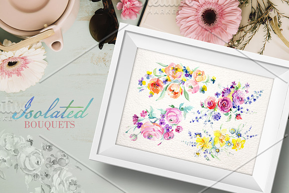 Wonderful Bouquets Watercolor png in Illustrations - product preview 5